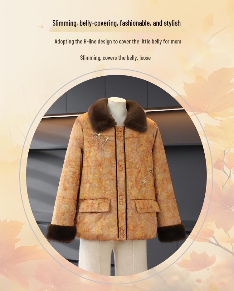 Stylish Fleece-Lined Winter Cotton Jacket for Moms: Warm, Thickened Coat for Middle-Aged & Elderly Women