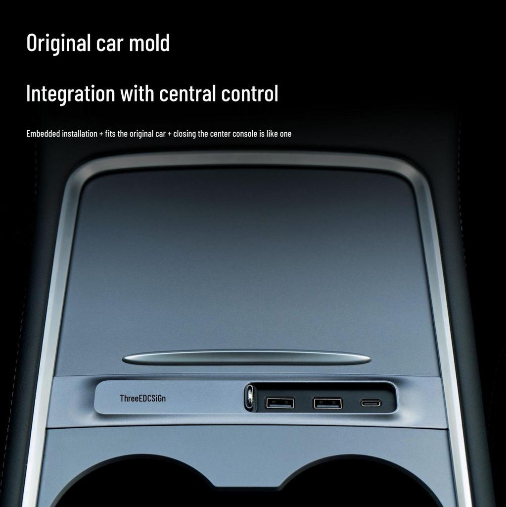 Tesla Model 3/Y Center Console USB Hub: One-to-Three Expansion Dock Charger
