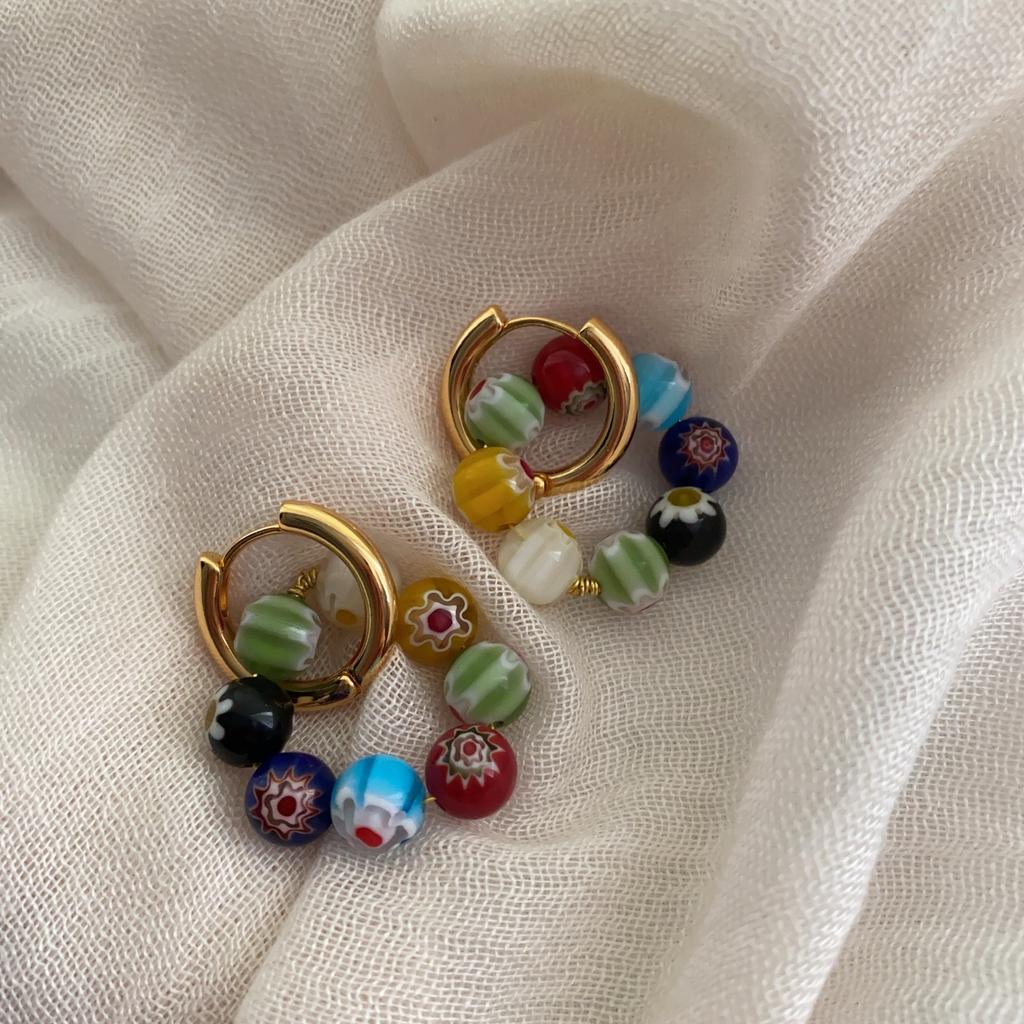 Mixed color love glazed earrings light luxury niche design new street photography accessories retro color fashion earrings