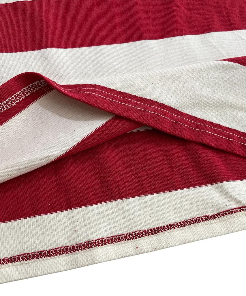 SK8ER ROCK 88 Stripe Rugby Shirt ((Ivory*Red))