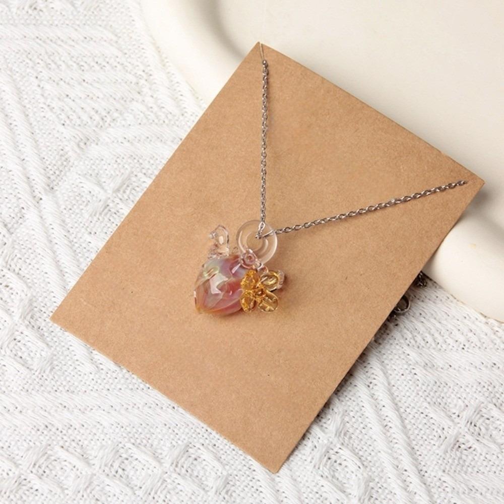 Punk Glassy Heart Necklace Dreamlike Coloured Glaze Chain Choker Girls оранжевый