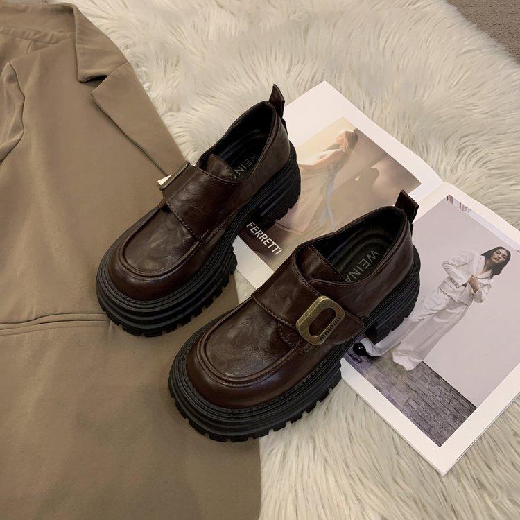 

British style platform heightening small leather shoes women s autumn 2025 new retro versatile skirt small single shoes 40