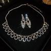 "High-End Luxury Drop Necklace and Earrings Set - European and American Niche Versatile Jewelry"