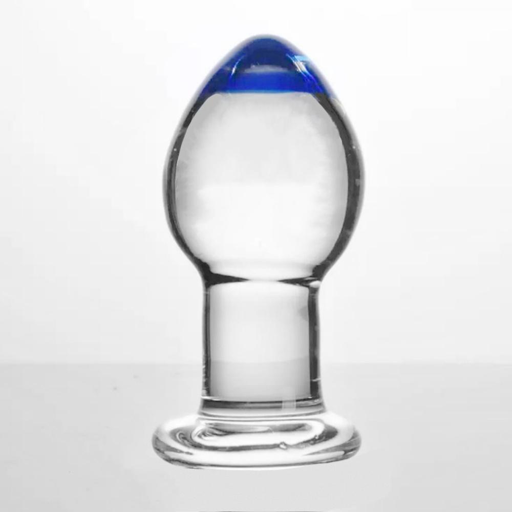 Blue Tip Clear Tapered End Crystal Glass Quantity Plug