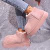 Fashion Sweet Pink Faux Suede Snow Boots Women Winter Warm Short Plush Ankle Boots Woman Korean Non Slip Platform Booties Female