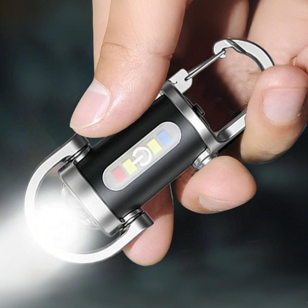 Keychain Flashlight USB Charging Portable Camping Flashlight Powerful LED Lamp Outdoor Gear Pocket flashlight for Hiking Fishing