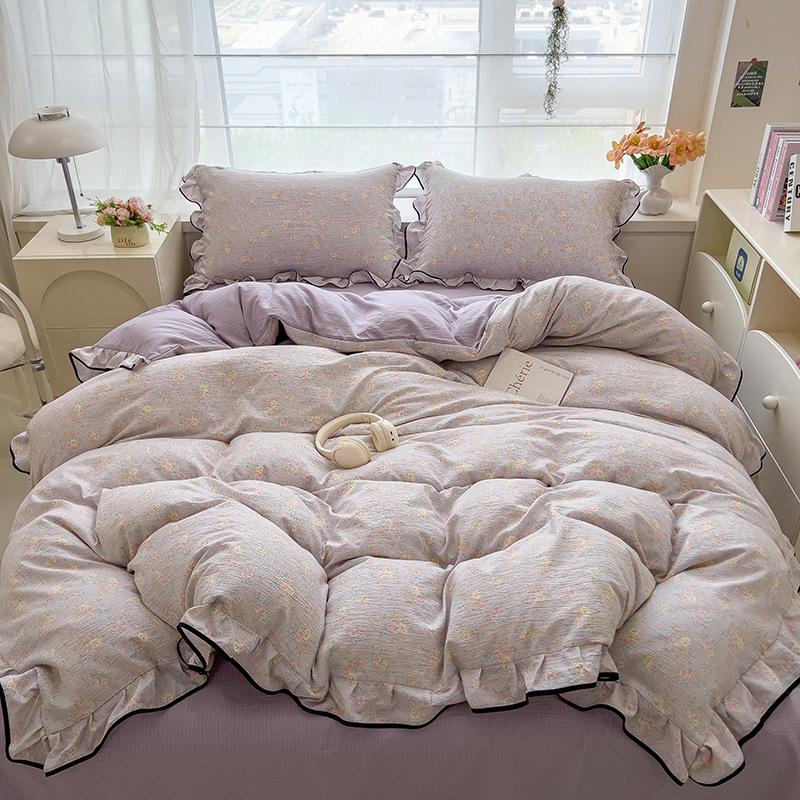 Lace Bed Four-piece Set, Skin-friendly Cloud-feeling Thin Quilt Cover, Bed Sheet Quilt Cover Three-piece Set