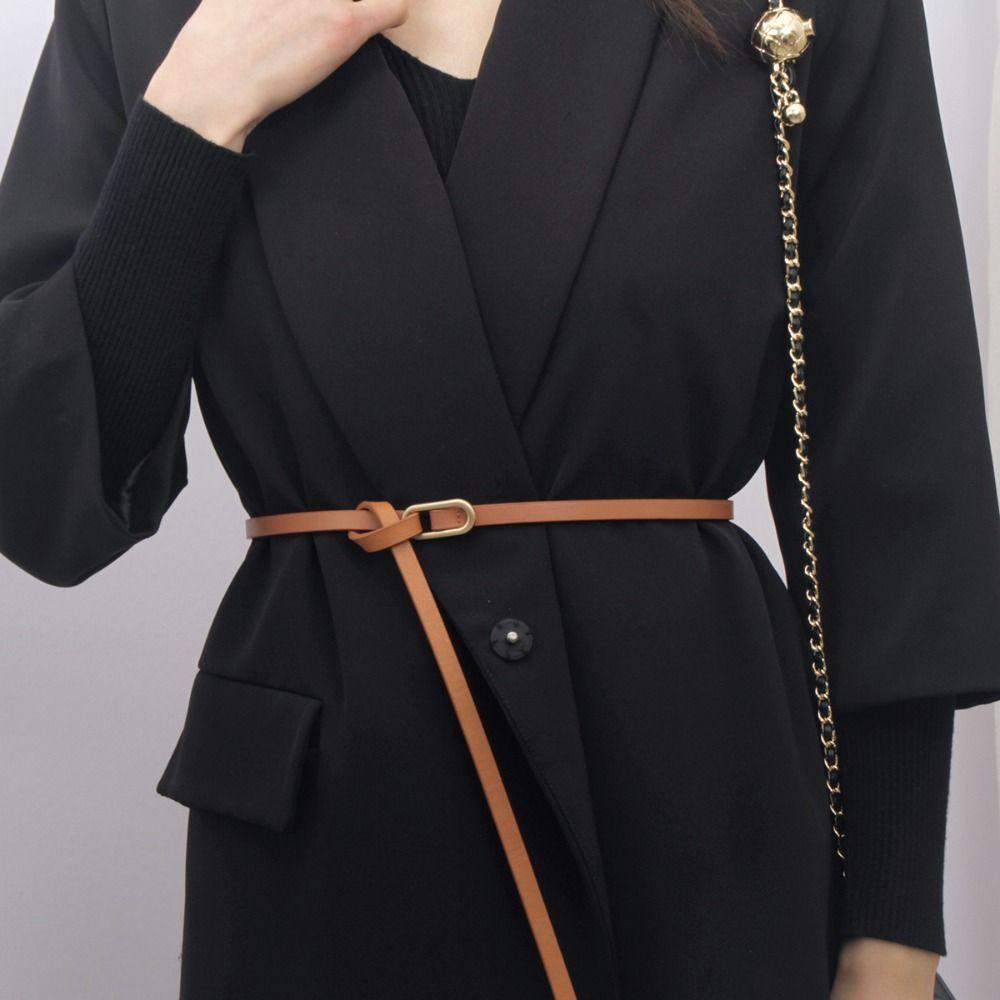 Luxury Design Leather Belt Elliptical Thin Waist Strap Women Trouser Dress Belts