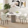 Set of 2 Nordic Dining Chairs Padded with Curved Armrests in Velvet-Effect Fabric, 54x57x80 cm, Cream