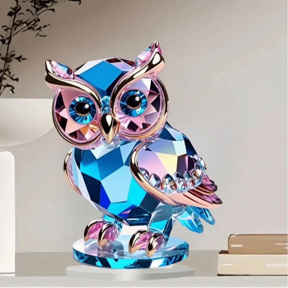 1 Cute Crystal Plastic Owl Desktop Decoration 15cm X 15cm Animal Themed Home Decor Ornament Practical And Convenient