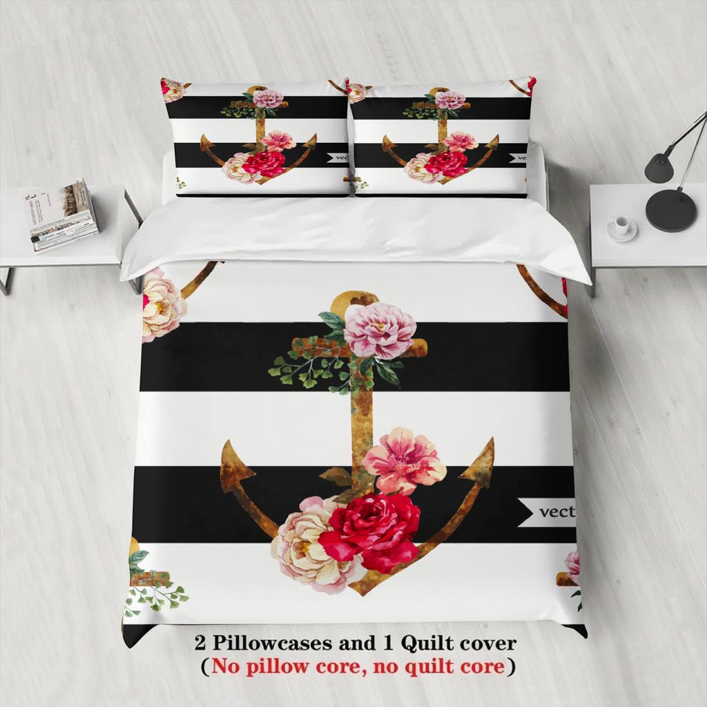 3Pcs Floral Bedding Sets 3D Printed Tropical Flower Duvet Cover Sets With Pillowcases No Filling
