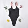 Women's European & American Solid Color One-Piece Swimsuit with Lace Shoulder Straps and Floral Backless Design