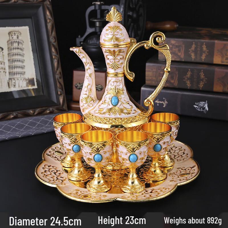 

Shangqi Exquisite Printed Wine Decanter, Glass, and Flat Plate Set