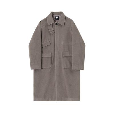 Wollmantel H-Form Herren Winter Steppmantel Koreanischer Stil Locker Mittellang Warmer Windbreaker