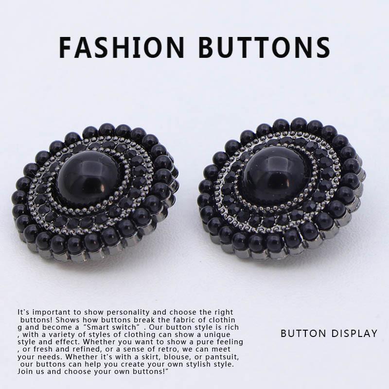10 Piezas Botón de Perla Abrigo de Cachemira Premium Ropa de Lana Exquisita de Alta Gama Botones Metálicos Negros de Alta Gama