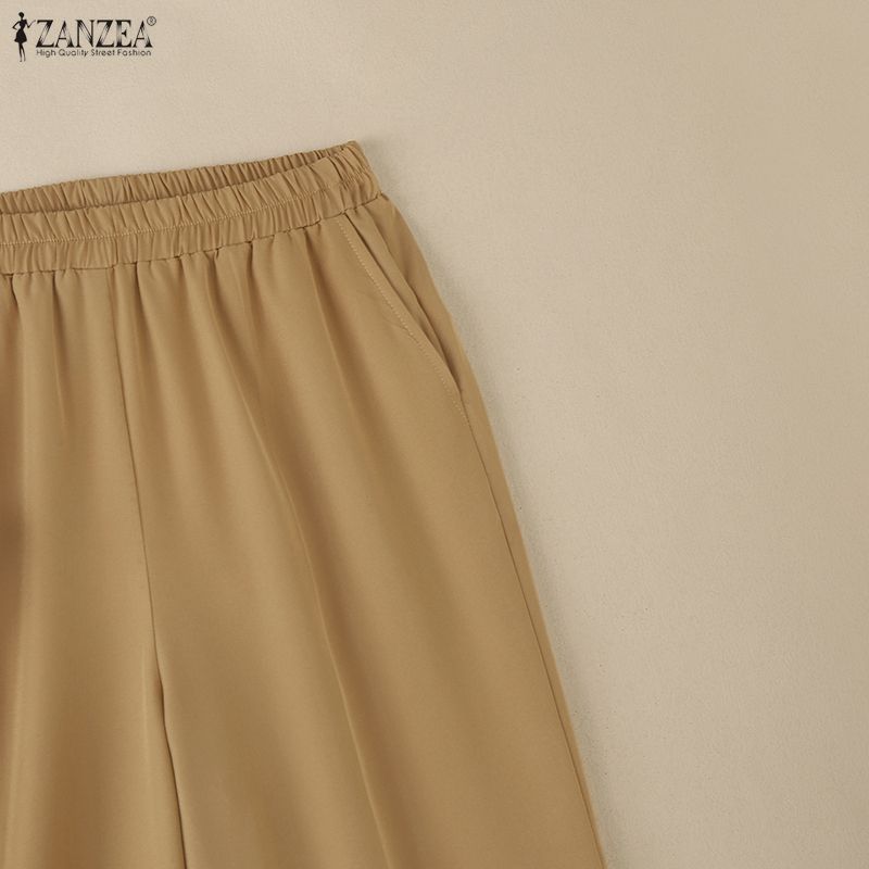 ZANZEA Kadın Kısa Kollu Bluz ve Pantolon Günlük İki Parça Takım Setleri