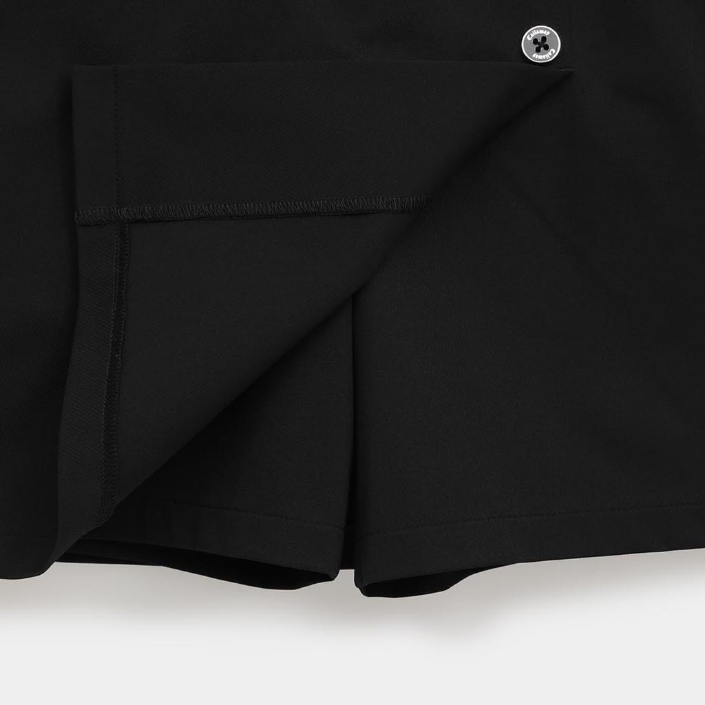 Callaway Stretch Golf Skirt with Integrated Logo Buttons On the and a Glitter Elastic Belt On the Back Women's 8-Way Shorts, Front, (C25228201, Black)