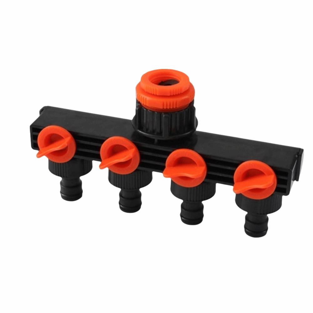 ABS Pipe Splitter,garden Hose Splitter Black and Red 4 Way Water Connector  Outdoor Patio Use
