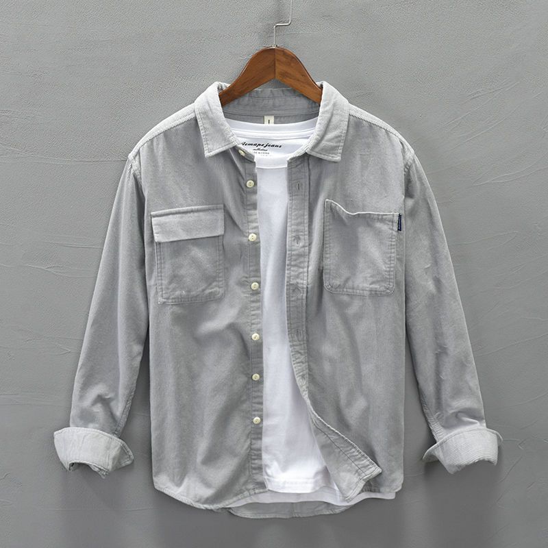 Corduroy Jacket Shirt Long-sleeved Men's Autumn Youth Hong Kong Style Loose Casual All-match Men's Shirt Jacket
