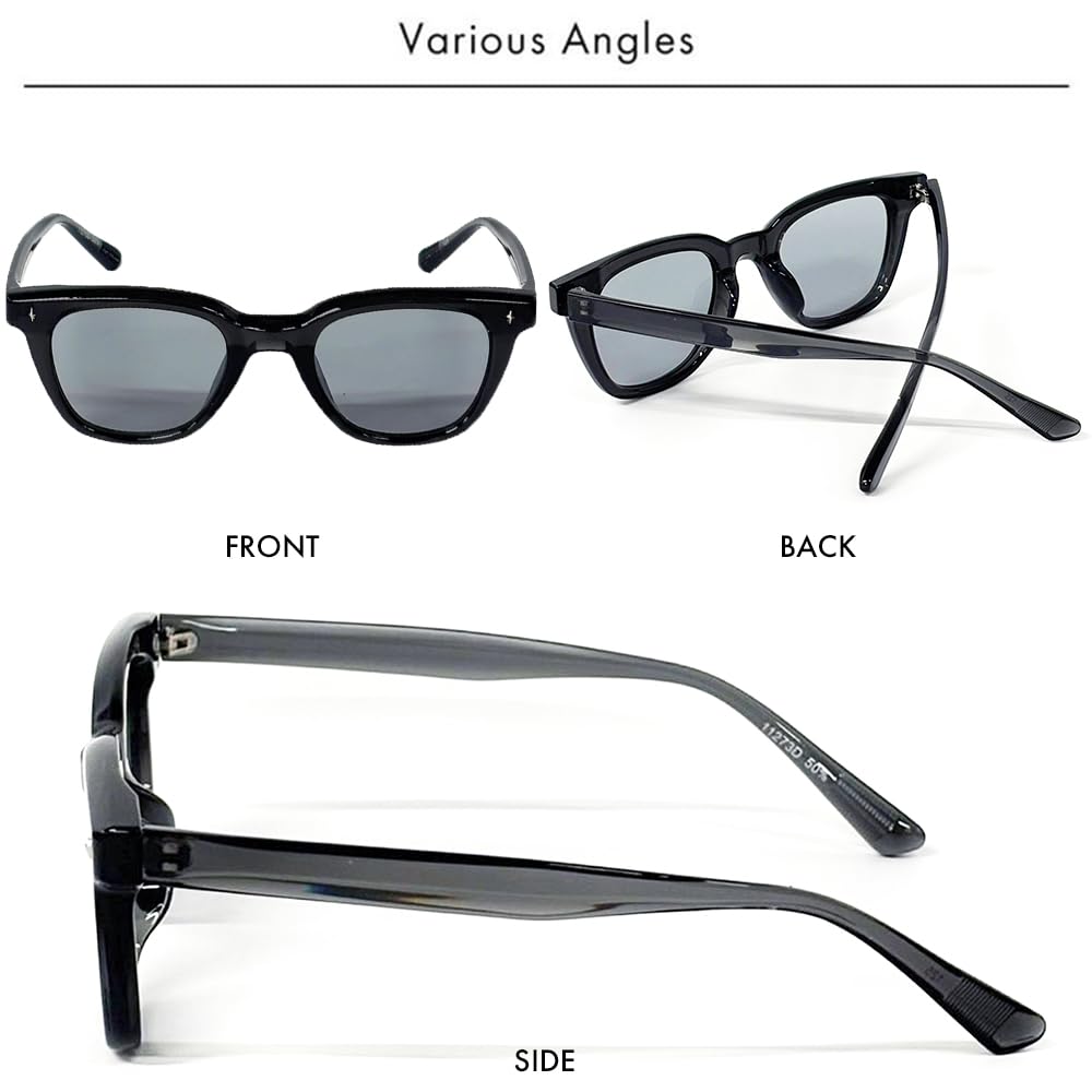 FashionBerry Shiny Black x Smoke Wellington Sunglasses for Men and UV Lightweight Clear Lens Women, Stylish, 99% Protection, Frame, Unisex,