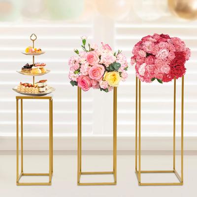 NOUVEAU 3PCS Support à Fleurs Colonne Rectangulaire, Support pour Plantes, Décor de Centre de Table en Métal, Base Cylindrique pour Salon et Patio
