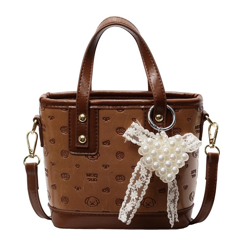 Korean Version of the New Product, Sweet Style Fashion Printing, Portable Bucket Bag, Women's Commuting Versatile and Advanced Messenger Bag