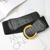 Ushaped Smooth Buckle Black Belt Womens Coat Dress Decoration Versatile