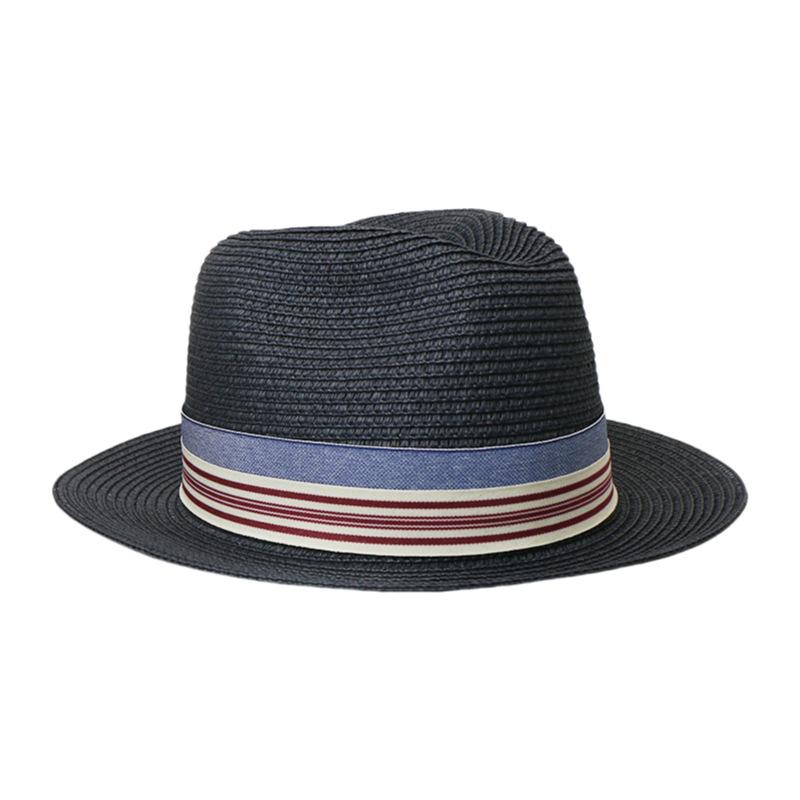 Feather Striped Bow Solid Color Men And Women Elegant British Retro Straw Top Hat