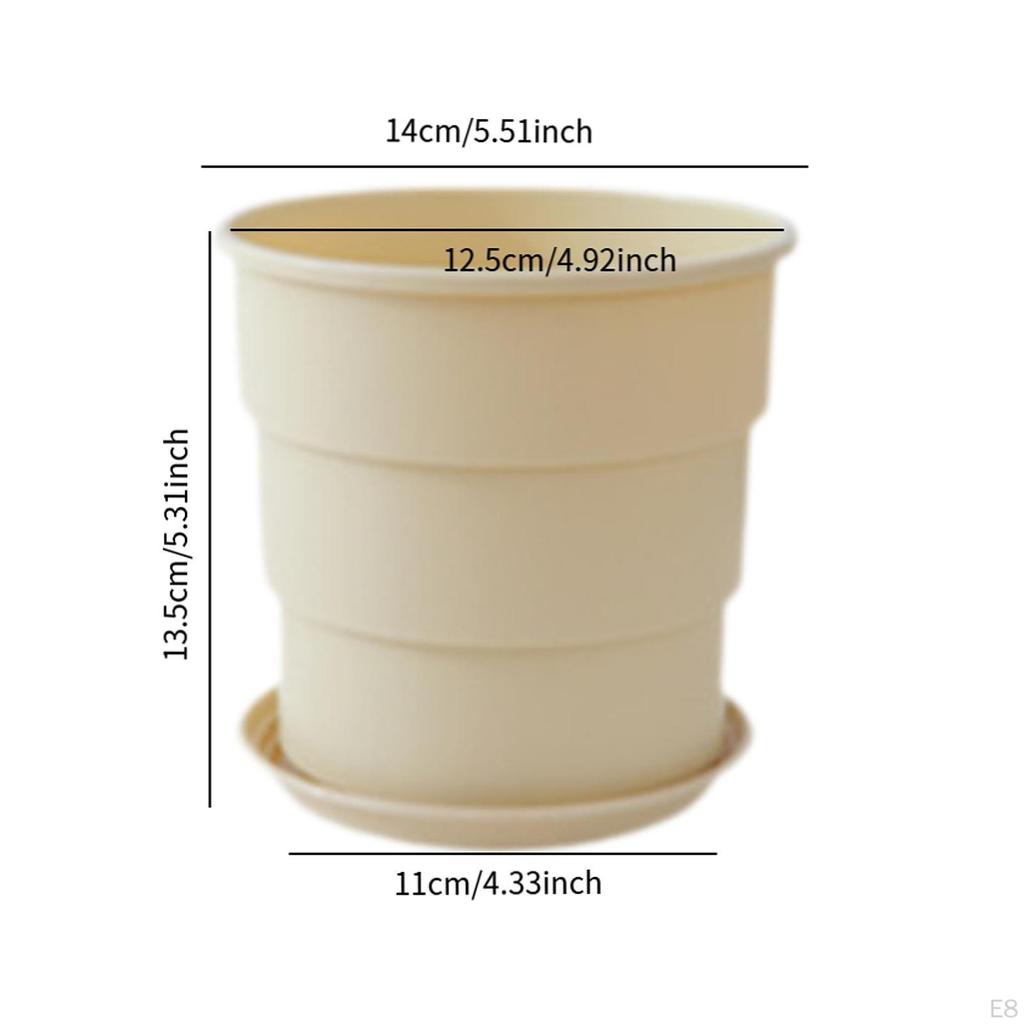 Flower Plant Pot Minimalist Portable Versatile Use Small Planter with Drainage Hole and Saucer for