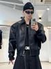 Men's Retro Hip-Hop PU Leather Motorcycle Jacket - Turn-Down Collar, Autumn Style, Loose Fit, Handsome Design.
