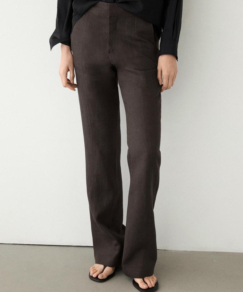 Masimodutti 100% Linen Kick Bell-Bottom Pants