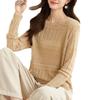 Long-sleeved hollowed-out knitted pullover, new summer thin sunscreen, short elegant blouse, sweater for women