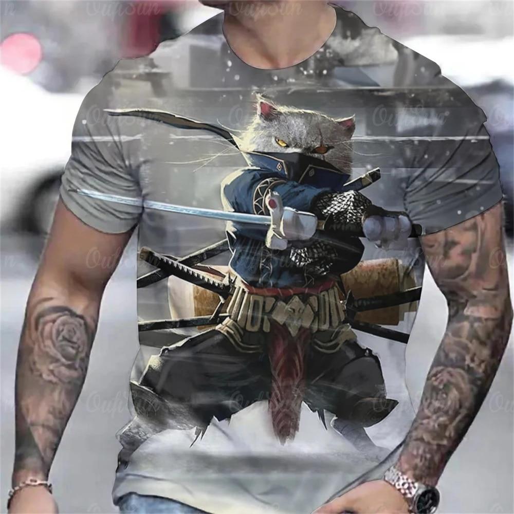 Animal Men'S T-Shirt 3d Werewolf Printed Summer Casual Short Sleeved T Shirt Loose Oversized Men'S Clothing Street Designer Tops