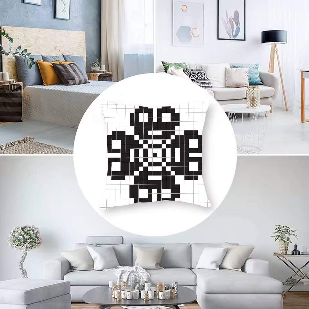 Pixel-Art-Drucktextur Kissenbezug Milbendicht Verdeckter Reißverschluss Sofa Bett