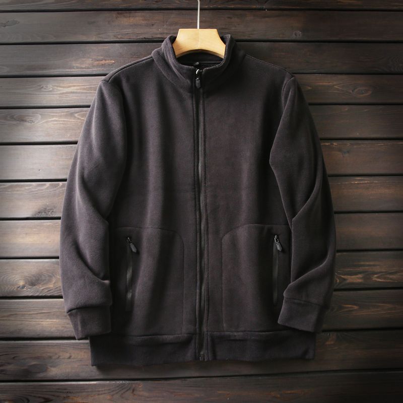 Stylish! Fleece-Lined and Thickened! Men's Autumn and Winter Casual Stand-Up Collar Zip-Up Cardigan Sweatshirt Jacket from Foreign Trade Surplus Stock