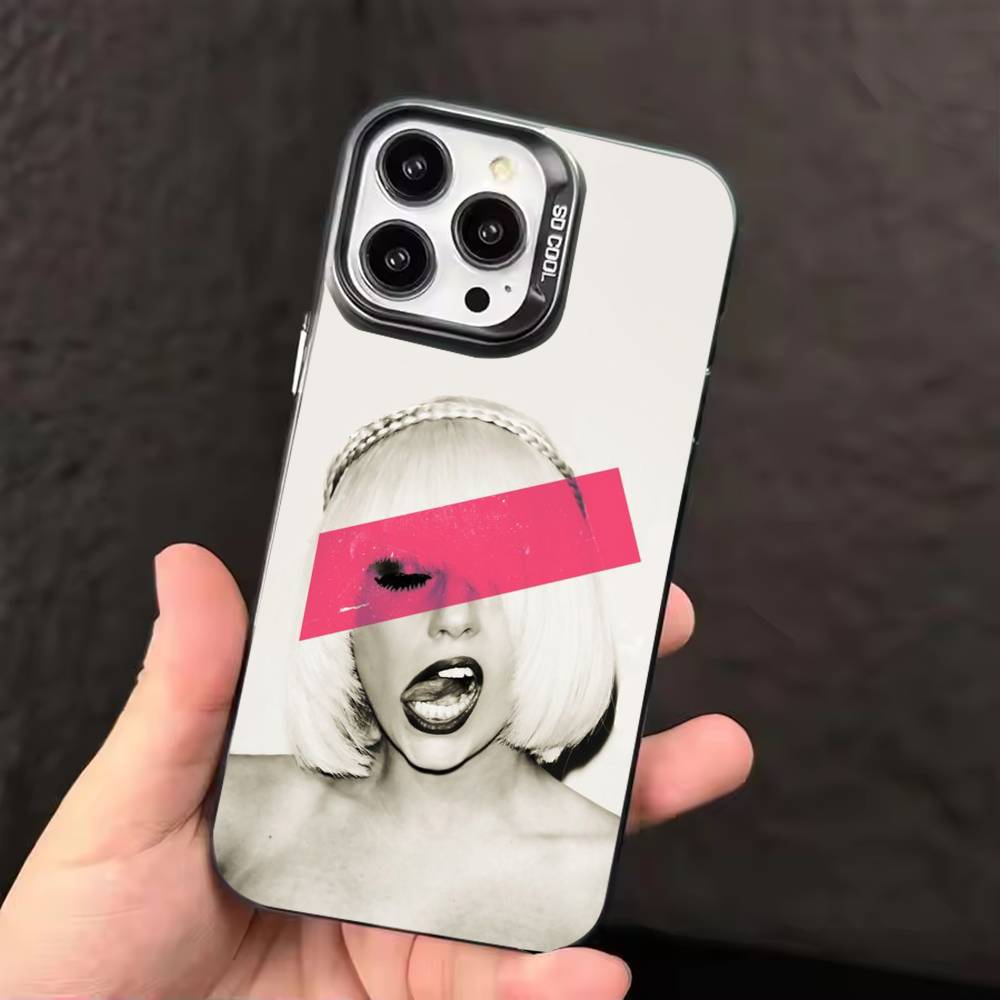 L-Lady Singer G-Gaga Phone Case For iPhone 17 16 15 14 13 12 11 Pro Max Plus Silver candy Matte Cover