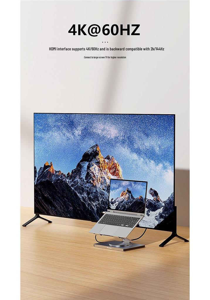 Rotating Folding Laptop Dock with HDMI, Gigabit Ethernet, USB 3.0 Ports, and Tablet Stand Expansion
