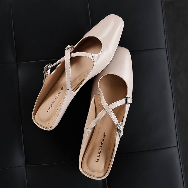 Krazing Pot Microfiber Mules Med Heels Office Lady European Design Fashion Summer Size 43 Size 42 Women Sandals