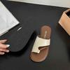 Fashion 2025Women's Slippers Toe Clip Flat Sole Belt Buckle  Shoes Dress Leisure Roman Retro Korean Style Summer Zapatillas De Mujer