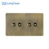 LangYeao Messinghebel UK Kippschalter Buster und Stanzlichtschalter Stil Edelstahlplatte Vintage Retro Wandschalter Steckdose
