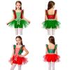 Girls Christmas Candy Cane Stripe Dress Sequins Ruffle Sleeves Bowknot Tulle Built-in Shorts for Stage Show Holiday Theme Party
