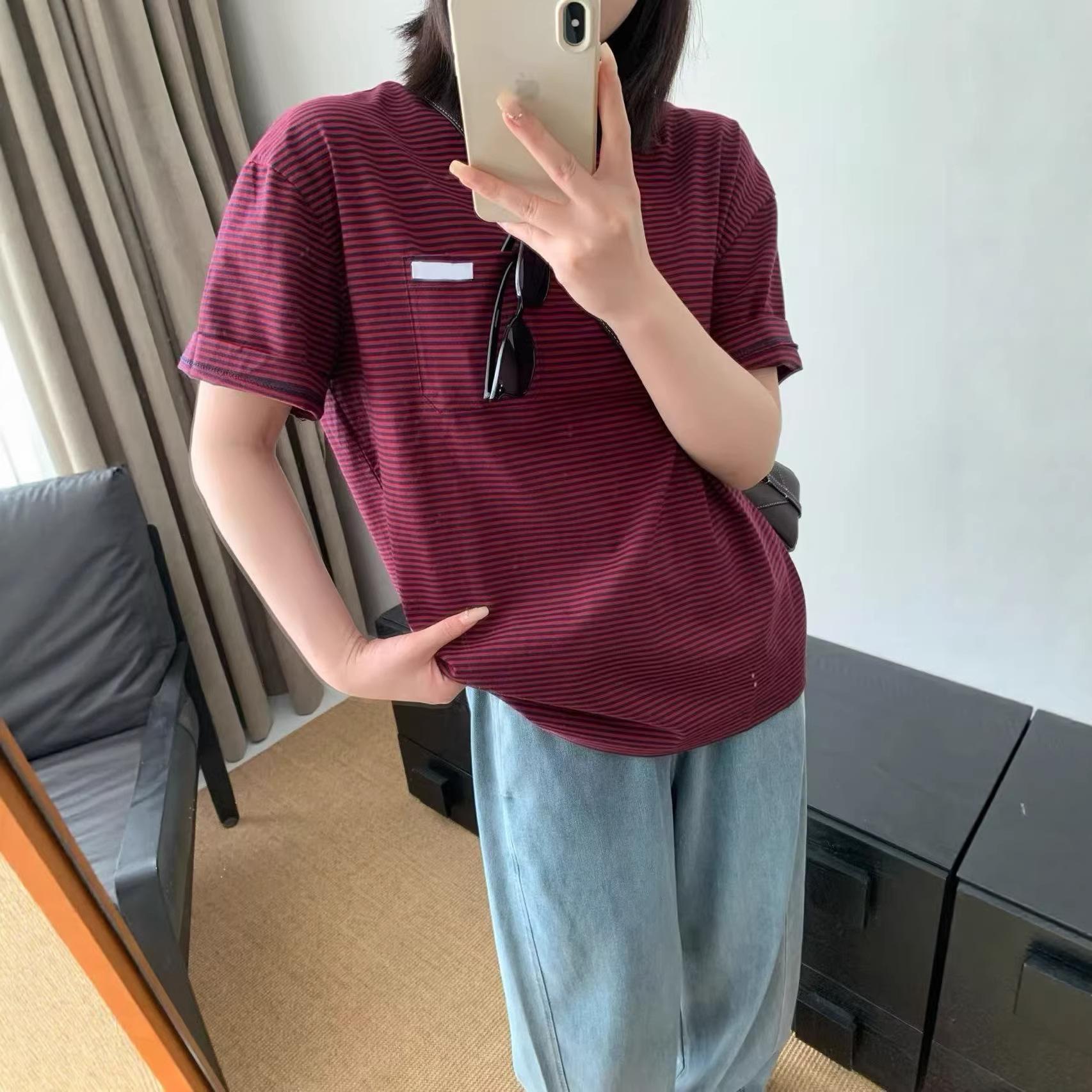 Women s striped T-shirt casual versatile pure cotton comfortable S