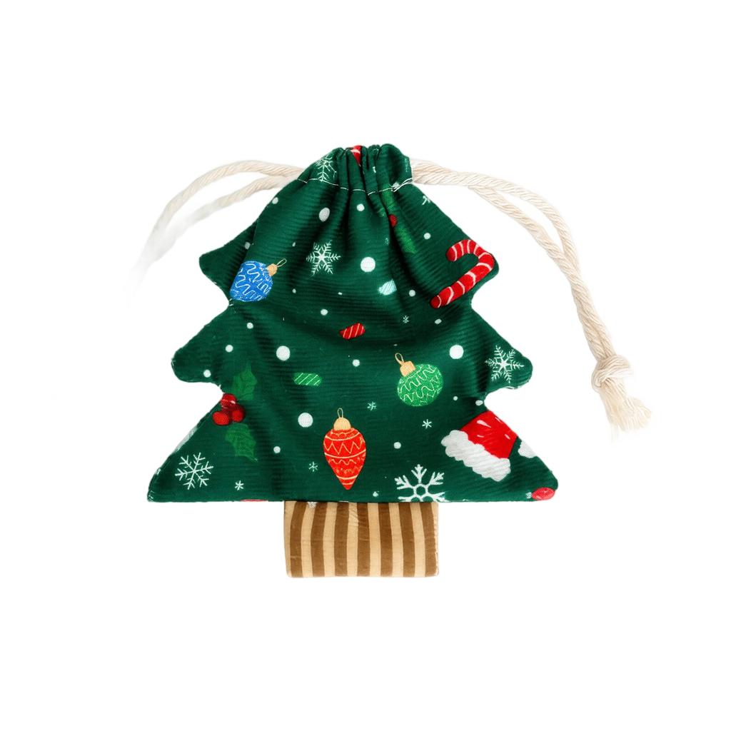 Christmas Tree Gift Bags, Printed Fabric Candy Storage Pouch for Holiday Party Decorations