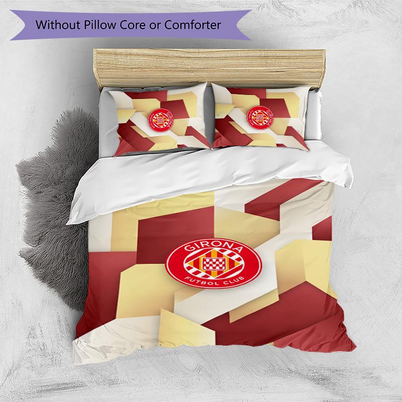 Girona FC Printed 3PCS Bedding Set Breathable Duvet Cover with Pillowcases Decorative Bed Linen for Bedroom Home