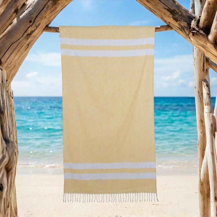 Custom Turkish Hammam Towel Soft Absorbent Portable UV Protection Beach Wrap Fringed Travel Bath Towel