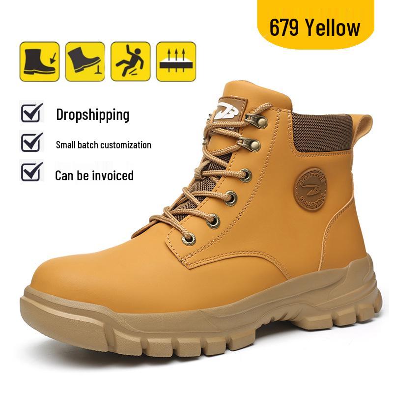 Men’s Four-Season Steel Toe Safety Boots: Anti-Smash, Anti-Puncture, Wear-Resistant, Comfortable High-Top Work Shoes