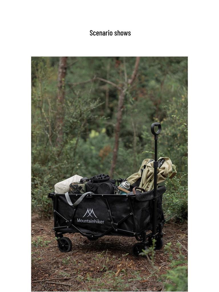 ShanZhiKe Double-Layer Portable Folding Camp Stroller - Outdoor Hand Pull Cart for Picnic and Stall Use