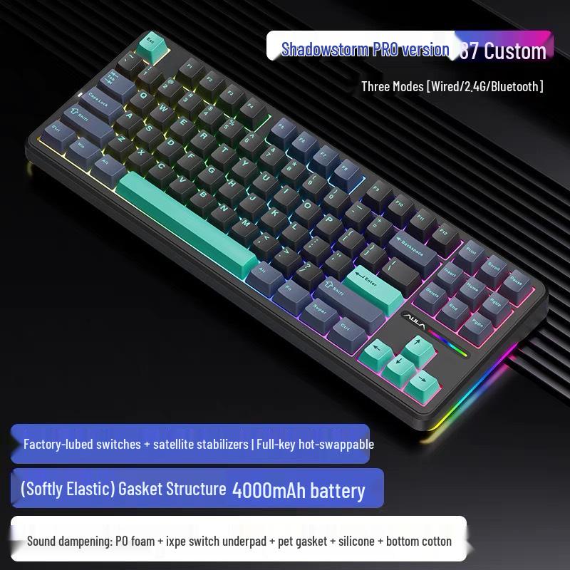 AULA F87Pro Wireless/Wired Mechanical Gaming Keyboard with Bluetooth