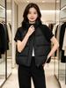 New knitted splicing down cotton vest women's short stand-up collar thickened versatile vest loose and thin jacket