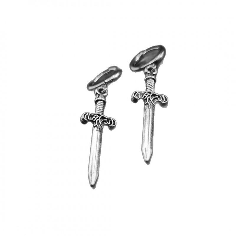Unisex Silber Gotische Schwert Anhänger Ohrringe